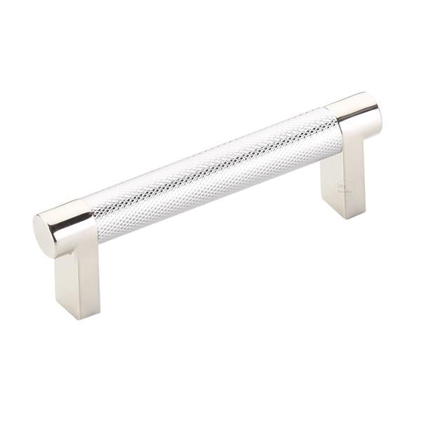 Emtek - Select Cabinet Pull 3-1/2 In C-C, Rectangular Stem, Knurled Bar