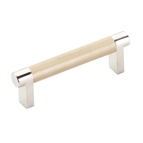 Emtek - Select Cabinet Pull 3-1/2 In C-C, Rectangular Stem, Knurled Bar