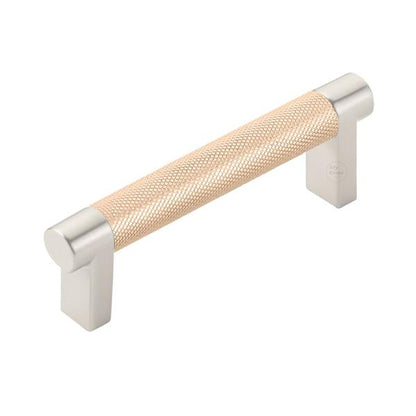 Emtek - Select Cabinet Pull 3-1/2 In C-C, Rectangular Stem, Knurled Bar
