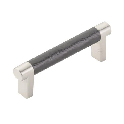 Emtek - Select Cabinet Pull 3-1/2 In C-C, Rectangular Stem, Knurled Bar