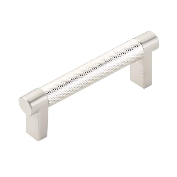 Emtek - Select Cabinet Pull 3-1/2 In C-C, Rectangular Stem, Knurled Bar
