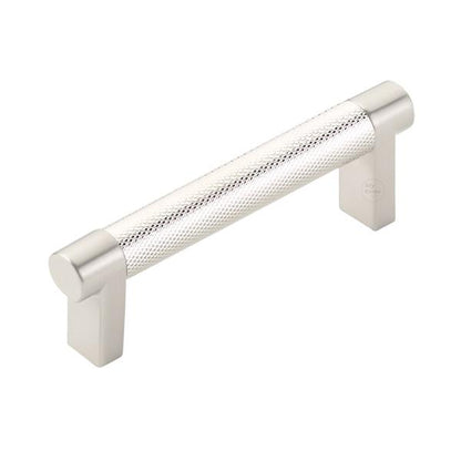 Emtek - Select Cabinet Pull 3-1/2 In C-C, Rectangular Stem, Knurled Bar