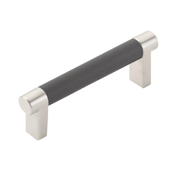 Emtek - Select Cabinet Pull 3-1/2 In C-C, Rectangular Stem, Knurled Bar