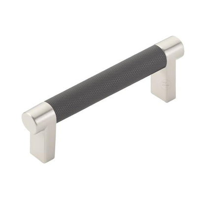 Emtek - Select Cabinet Pull 3-1/2 In C-C, Rectangular Stem, Knurled Bar