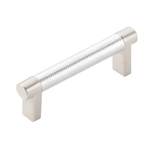 Emtek - Select Cabinet Pull 3-1/2 In C-C, Rectangular Stem, Knurled Bar