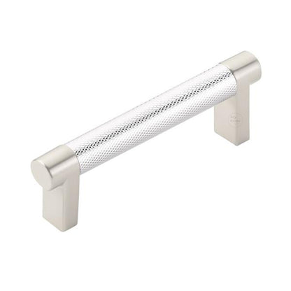 Emtek - Select Cabinet Pull 3-1/2 In C-C, Rectangular Stem, Knurled Bar