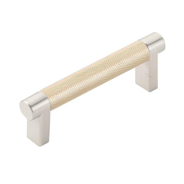 Emtek - Select Cabinet Pull 3-1/2 In C-C, Rectangular Stem, Knurled Bar