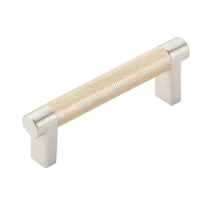 Emtek - Select Cabinet Pull 3-1/2 In C-C, Rectangular Stem, Knurled Bar