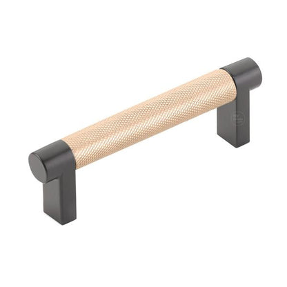 Emtek - Select Cabinet Pull 3-1/2 In C-C, Rectangular Stem, Knurled Bar