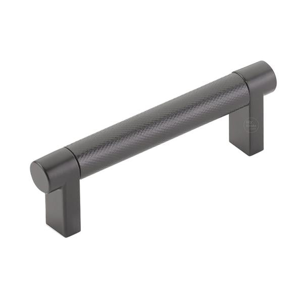 Emtek - Select Cabinet Pull 3-1/2 In C-C, Rectangular Stem, Knurled Bar