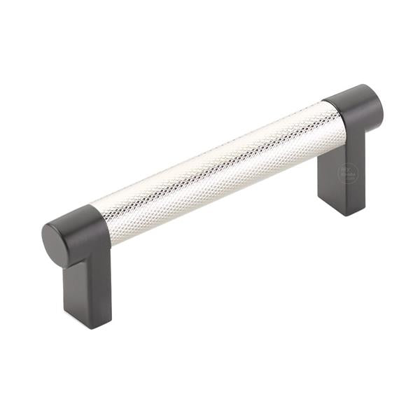 Emtek - Select Cabinet Pull 3-1/2 In C-C, Rectangular Stem, Knurled Bar