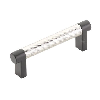 Emtek - Select Cabinet Pull 3-1/2 In C-C, Rectangular Stem, Knurled Bar