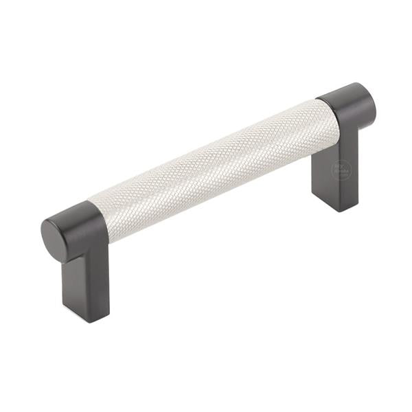 Emtek - Select Cabinet Pull 3-1/2 In C-C, Rectangular Stem, Knurled Bar