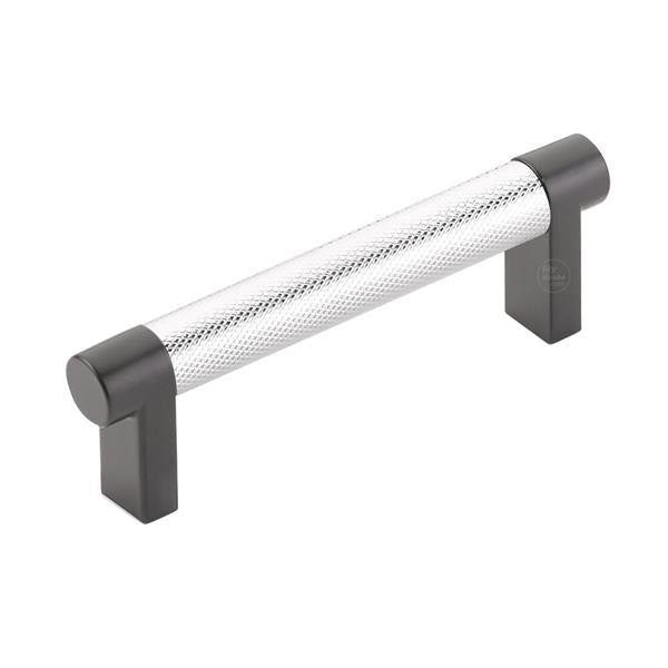 Emtek - Select Cabinet Pull 3-1/2 In C-C, Rectangular Stem, Knurled Bar