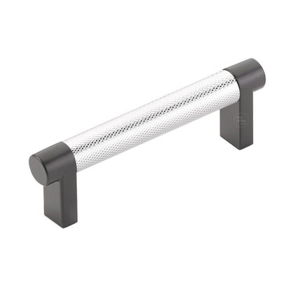 Emtek - Select Cabinet Pull 3-1/2 In C-C, Rectangular Stem, Knurled Bar
