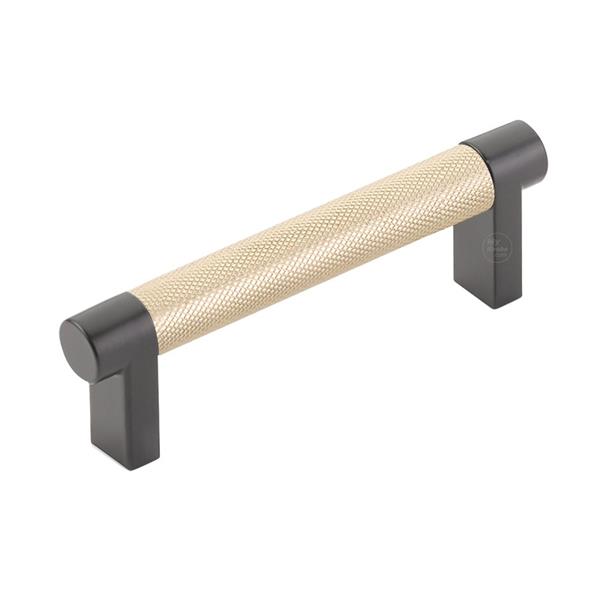 Emtek - Select Cabinet Pull 3-1/2 In C-C, Rectangular Stem, Knurled Bar