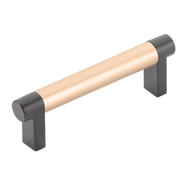 Emtek - Select Cabinet Pull 3-1/2 In C-C, Rectangular Stem, Smooth Bar