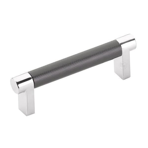 Emtek - Select Cabinet Pull 3-1/2 In C-C, Rectangular Stem, Knurled Bar