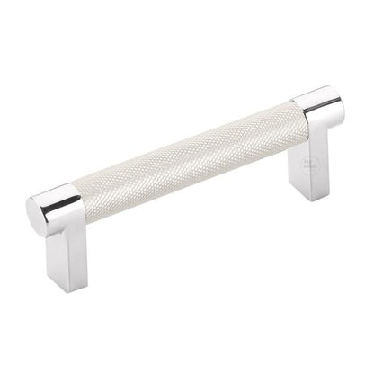 Emtek - Select Cabinet Pull 3-1/2 In C-C, Rectangular Stem, Knurled Bar