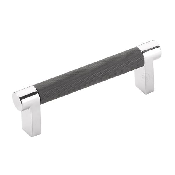 Emtek - Select Cabinet Pull 3-1/2 In C-C, Rectangular Stem, Knurled Bar