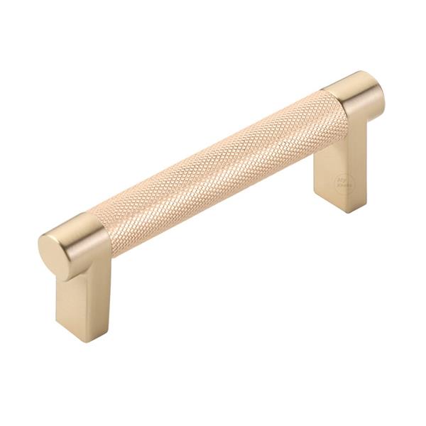 Emtek - Select Cabinet Pull 3-1/2 In C-C, Rectangular Stem, Knurled Bar