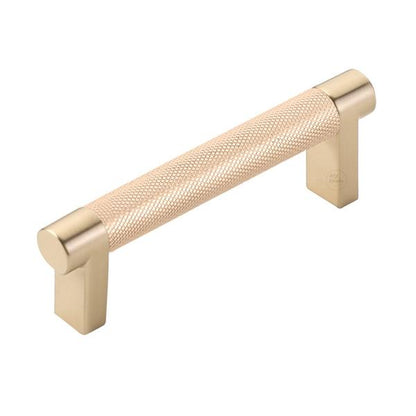 Emtek - Select Cabinet Pull 3-1/2 In C-C, Rectangular Stem, Knurled Bar