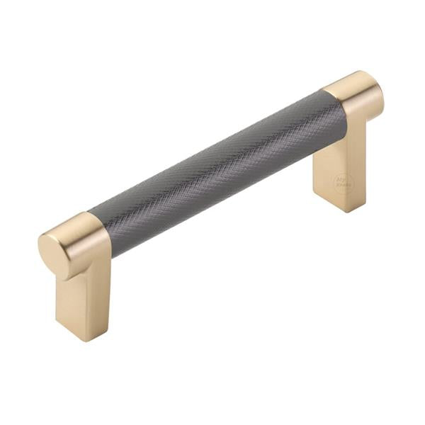 Emtek - Select Cabinet Pull 3-1/2 In C-C, Rectangular Stem, Knurled Bar