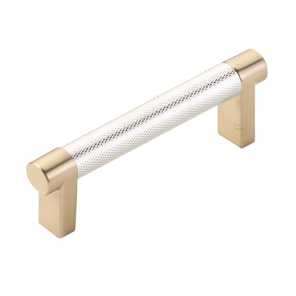 Emtek - Select Cabinet Pull 3-1/2 In C-C, Rectangular Stem, Knurled Bar