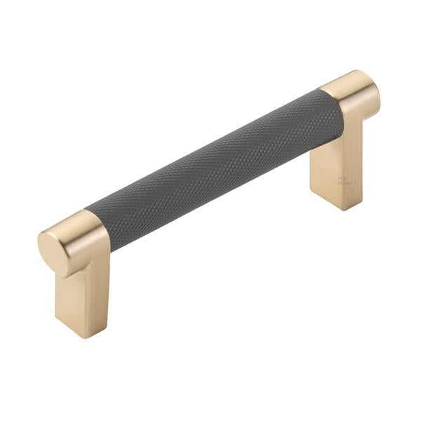 Emtek - Select Cabinet Pull 3-1/2 In C-C, Rectangular Stem, Knurled Bar