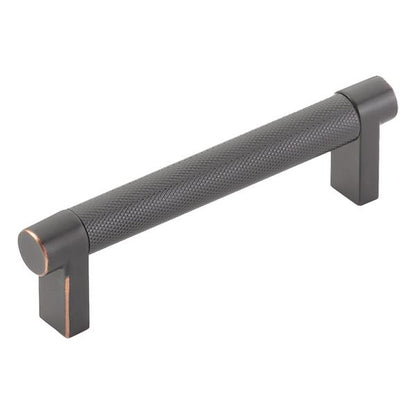 Emtek - Select Cabinet Pull 4 In C-C, Rectangular Stem, Knurled Bar