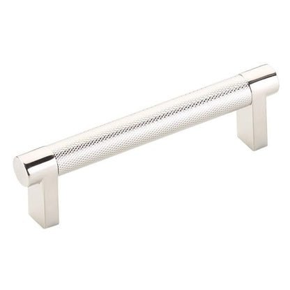 Emtek - Select Cabinet Pull 4 In C-C, Rectangular Stem, Knurled Bar