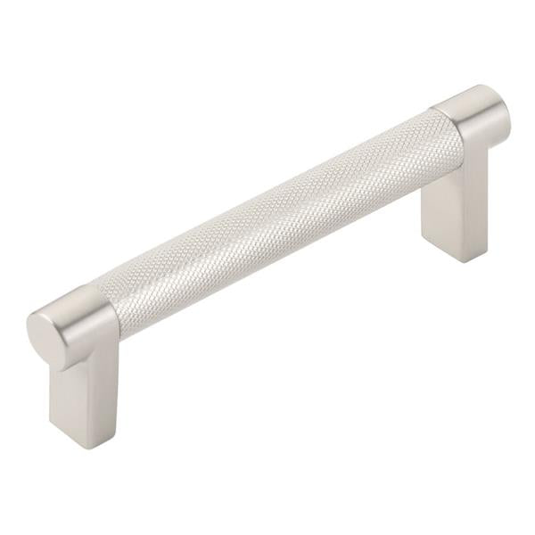 Emtek - Select Cabinet Pull 4 In C-C, Rectangular Stem, Knurled Bar