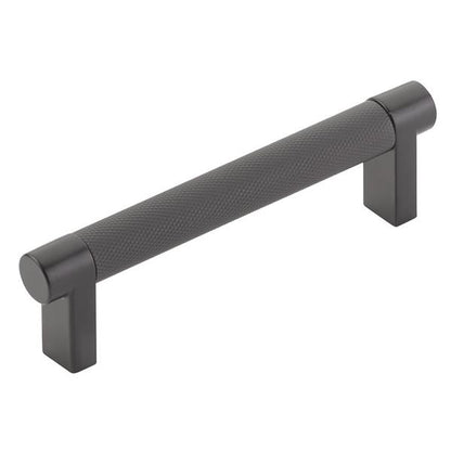 Emtek - Select Cabinet Pull 4 In C-C, Rectangular Stem, Knurled Bar