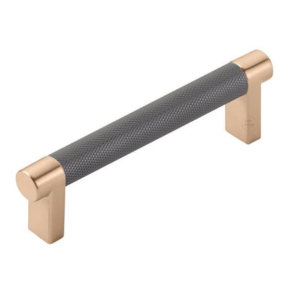 Emtek - Select Cabinet Pull 4 In C-C, Rectangular Stem, Knurled Bar