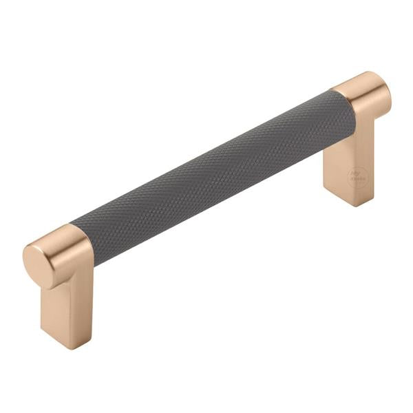 Emtek - Select Cabinet Pull 4 In C-C, Rectangular Stem, Knurled Bar