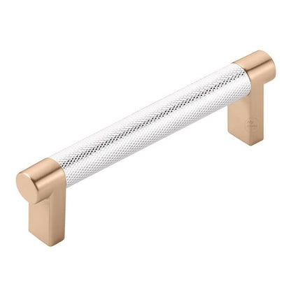 Emtek - Select Cabinet Pull 4 In C-C, Rectangular Stem, Knurled Bar