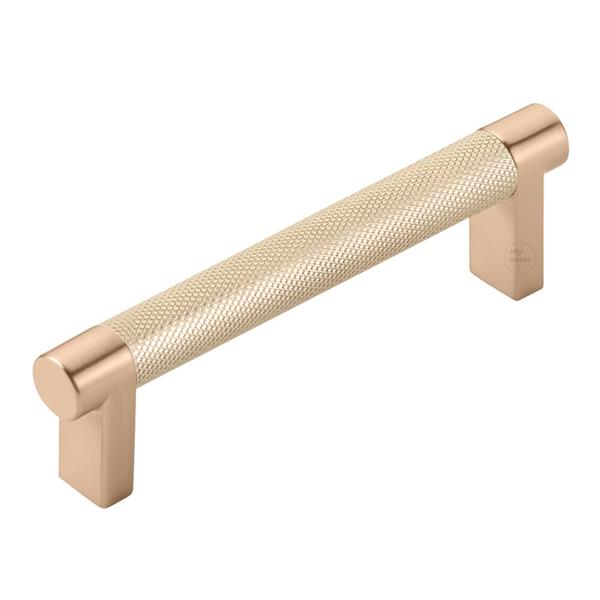 Emtek - Select Cabinet Pull 4 In C-C, Rectangular Stem, Knurled Bar