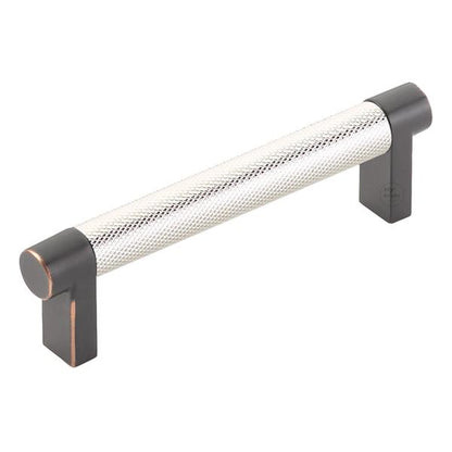 Emtek - Select Cabinet Pull 4 In C-C, Rectangular Stem, Knurled Bar