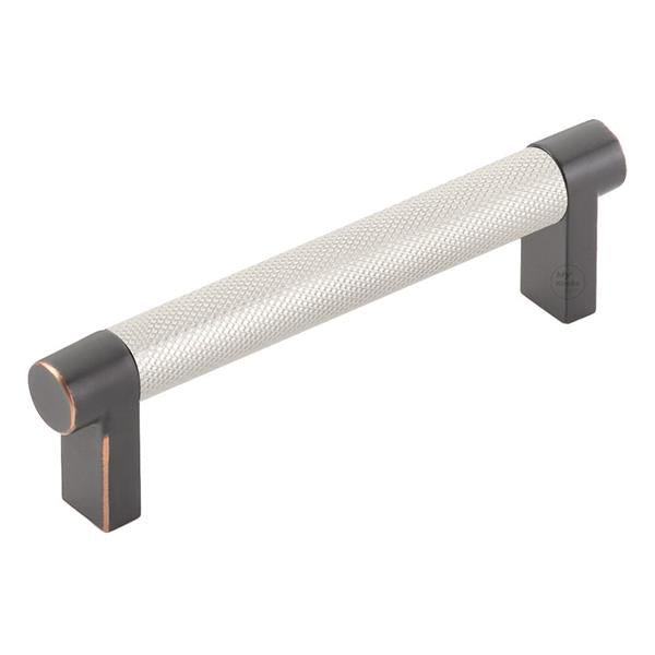 Emtek - Select Cabinet Pull 4 In C-C, Rectangular Stem, Knurled Bar