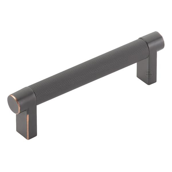 Emtek - Select Cabinet Pull 4 In C-C, Rectangular Stem, Knurled Bar