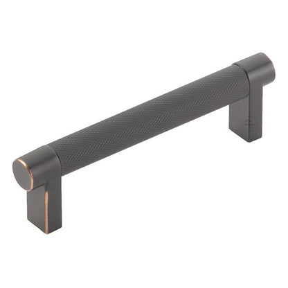 Emtek - Select Cabinet Pull 4 In C-C, Rectangular Stem, Knurled Bar