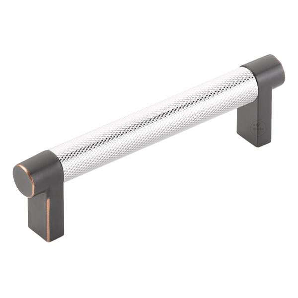 Emtek - Select Cabinet Pull 4 In C-C, Rectangular Stem, Knurled Bar