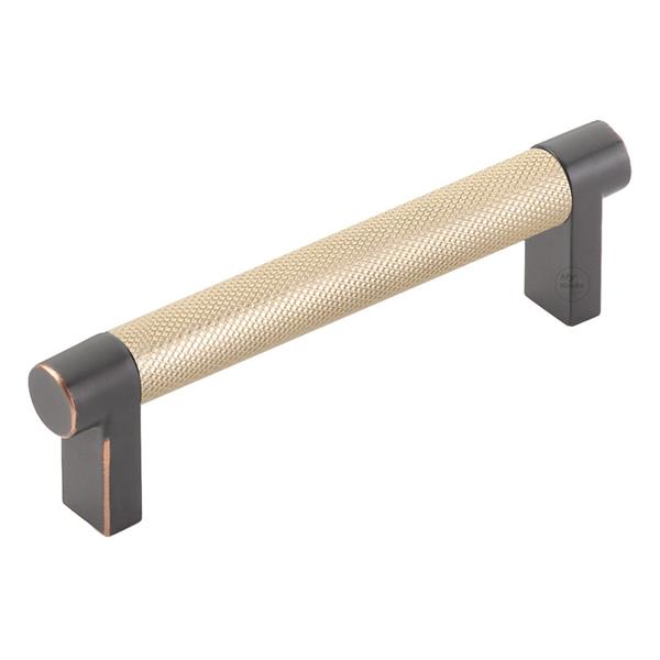 Emtek - Select Cabinet Pull 4 In C-C, Rectangular Stem, Knurled Bar