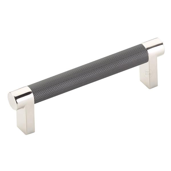 Emtek - Select Cabinet Pull 4 In C-C, Rectangular Stem, Knurled Bar