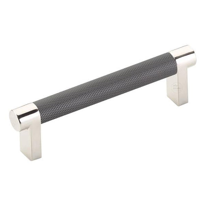 Emtek - Select Cabinet Pull 4 In C-C, Rectangular Stem, Knurled Bar