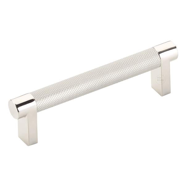 Emtek - Select Cabinet Pull 4 In C-C, Rectangular Stem, Knurled Bar
