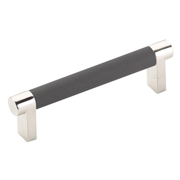 Emtek - Select Cabinet Pull 4 In C-C, Rectangular Stem, Knurled Bar