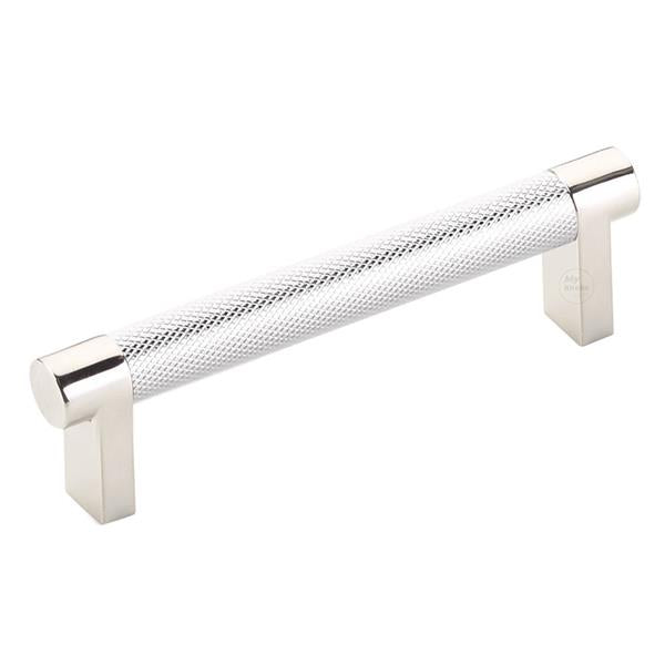 Emtek - Select Cabinet Pull 4 In C-C, Rectangular Stem, Knurled Bar