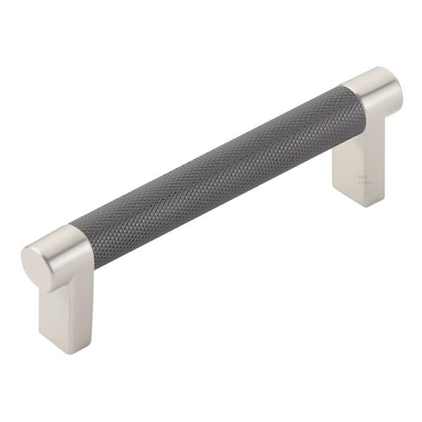 Emtek - Select Cabinet Pull 4 In C-C, Rectangular Stem, Knurled Bar