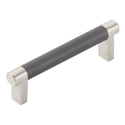 Emtek - Select Cabinet Pull 4 In C-C, Rectangular Stem, Knurled Bar